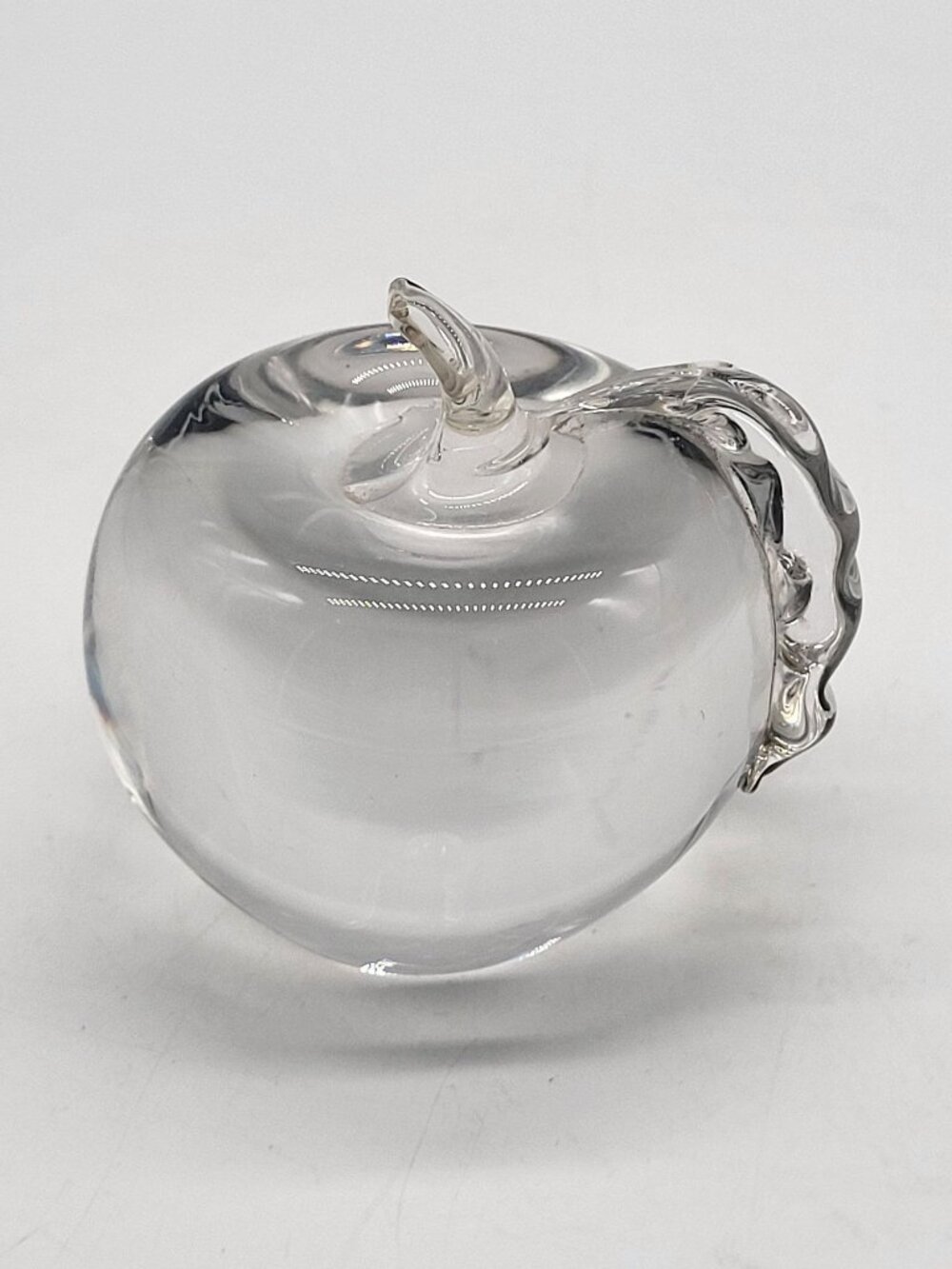 Clear Art Glass Apple Solid Paperweight Teacher Fruit Decor